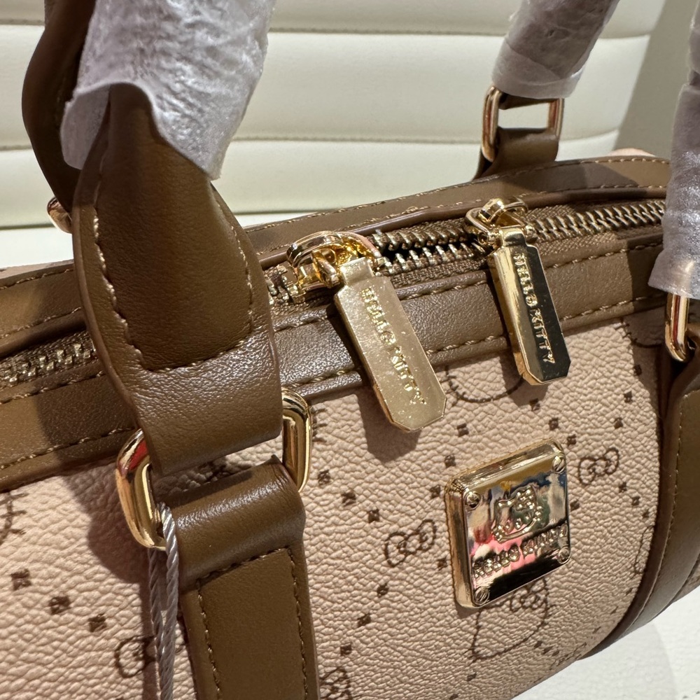 Hello Kitty Brown and Cream Designer Monogram Crossbody Handbag - Picture 6 of 13